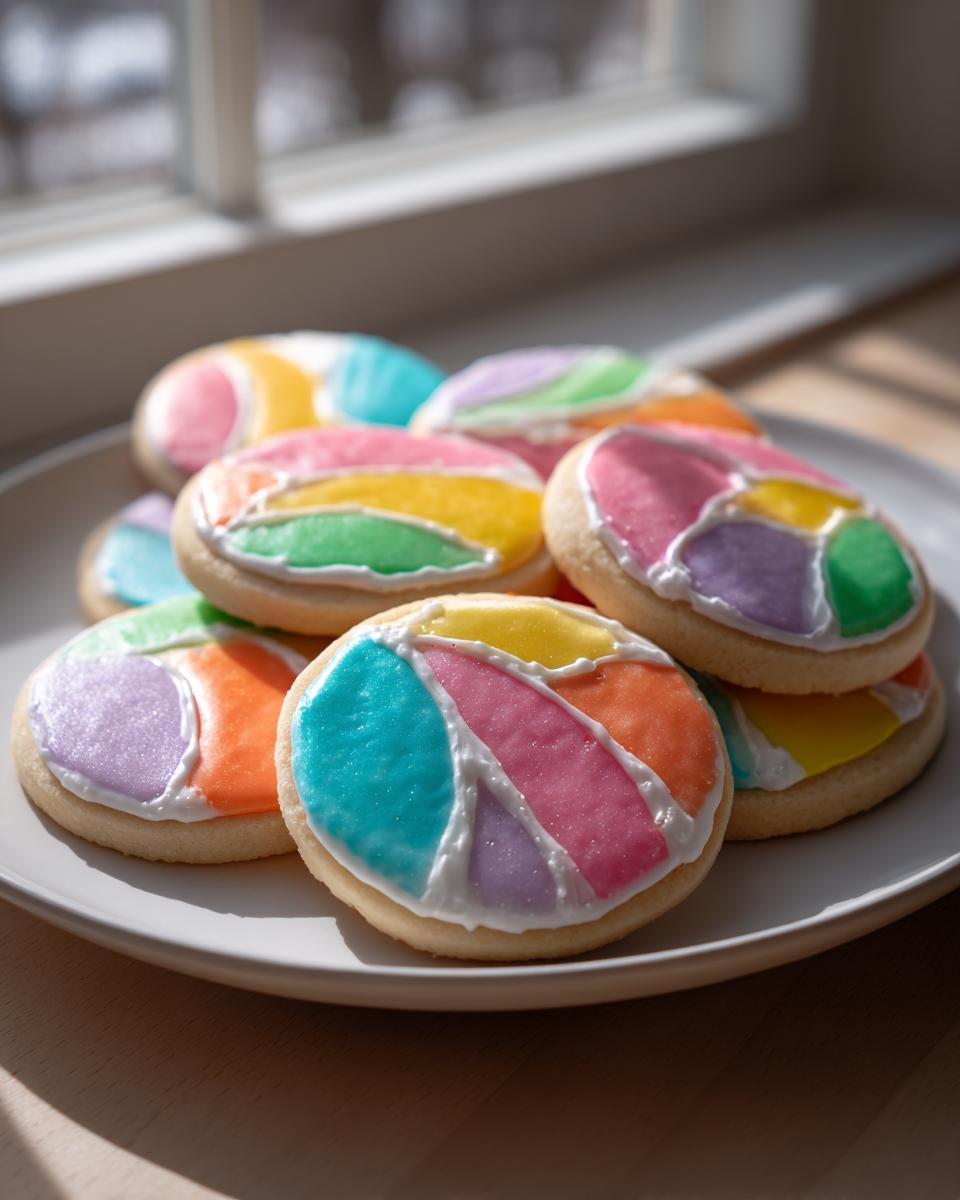Round sugar cookies decorated with vibrant, segmented beach ball designs using royal sugar cookie icing.