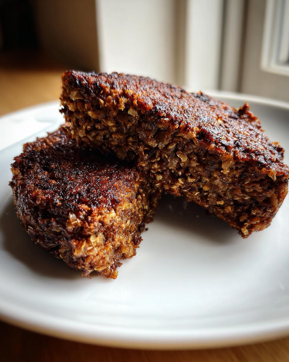 Close-up showing the hearty, textured interior of a perfectly cooked black bean burger patty, cut in half.